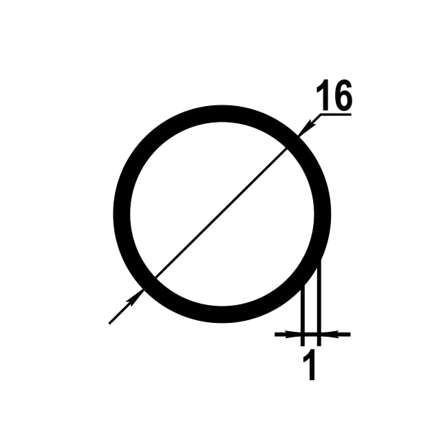 Труба круглая Ø 16 мм ТКр 05.2000.501л Серебро. Цена за 5 штук.